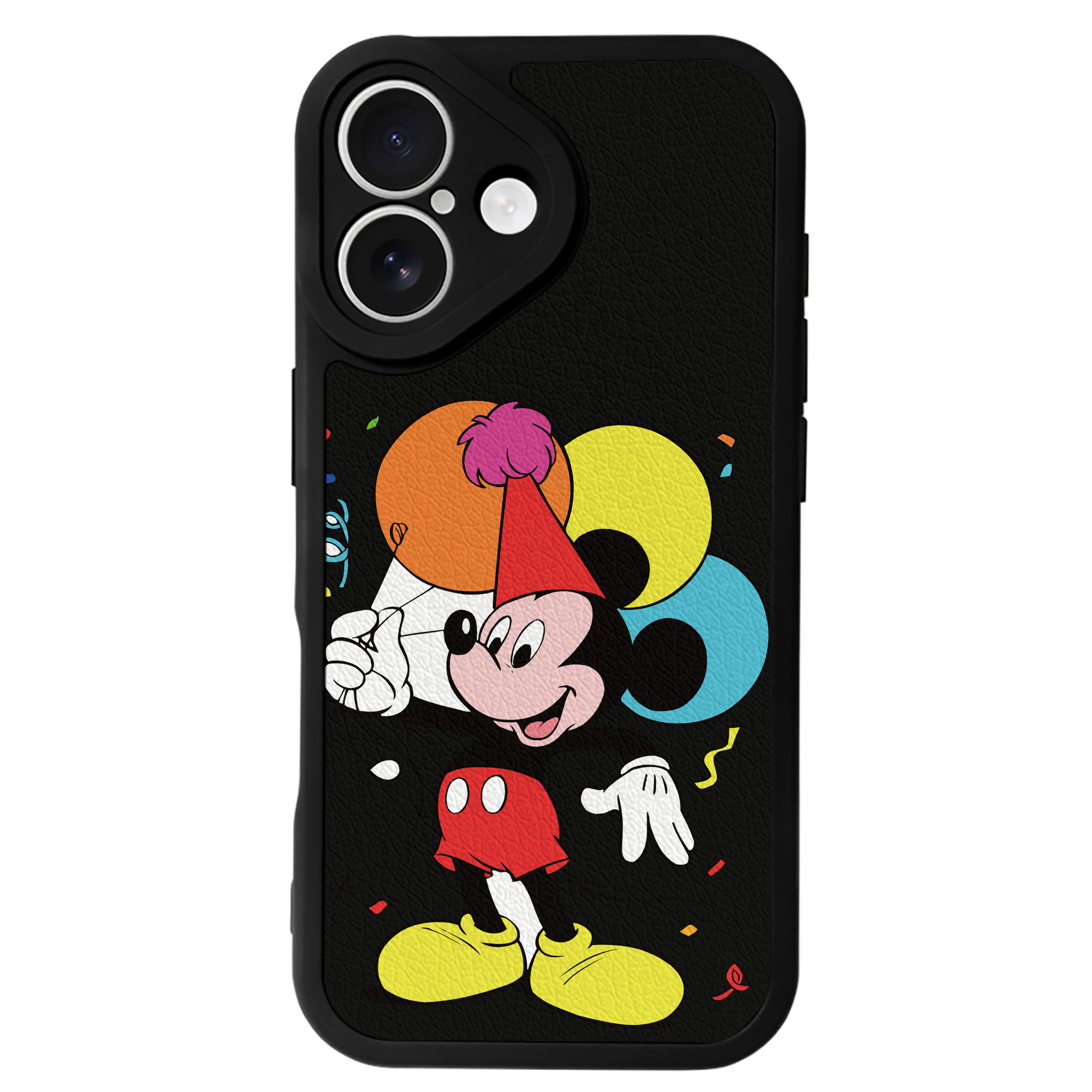 （画像用） ミッキーマウス Mickey Mouse 【iPhone 16シリーズ対応】シリコンスマホケース（レザー調） 材質：シリコン